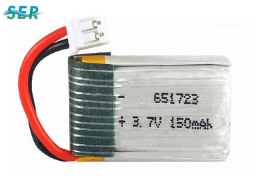 بطارية طائرة بدون طيار صغيرة RC 3.7 فولت 150 مللي أمبير خلية ليبو 651723 عالية المعدل 15C ل X2 RC كوادكوبتر