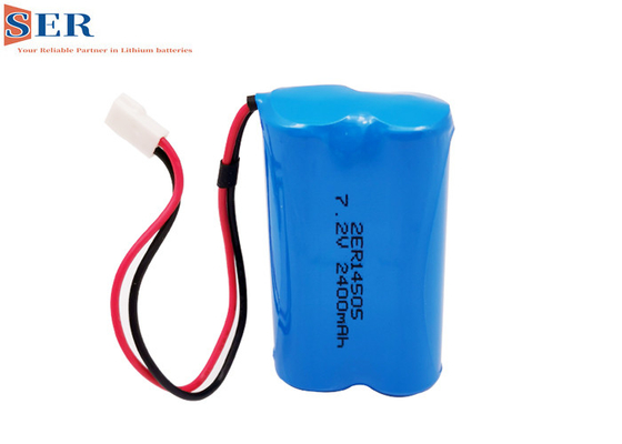 2ER14505 2S1P Li SOCL2 بطارية ER14505-2S 7.2V 2400mah سلك موصل للعداد