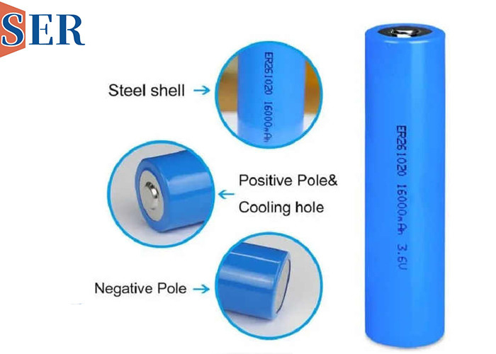 ER261020M بطارية مزدوجة CC Li SOCL2 التفريغ الكبير حاليا سعة عالية 3.6V 13000mAh